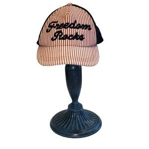 Freedom Rocks Adjustable Ball Cap Hat Snap Embroidered Red‎ White Blue  One Size